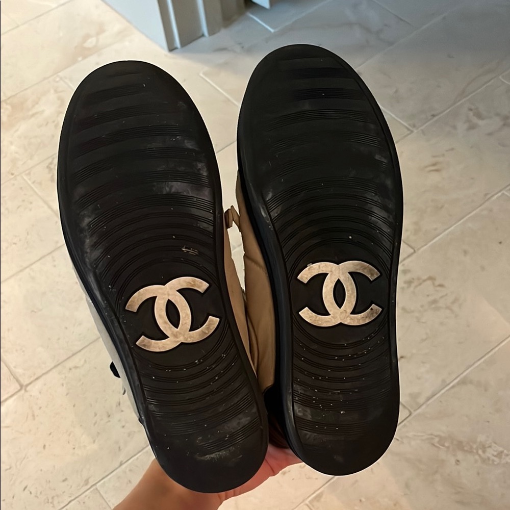 CHANEL Black and Cream Sneakers - Picture 2 of 3
